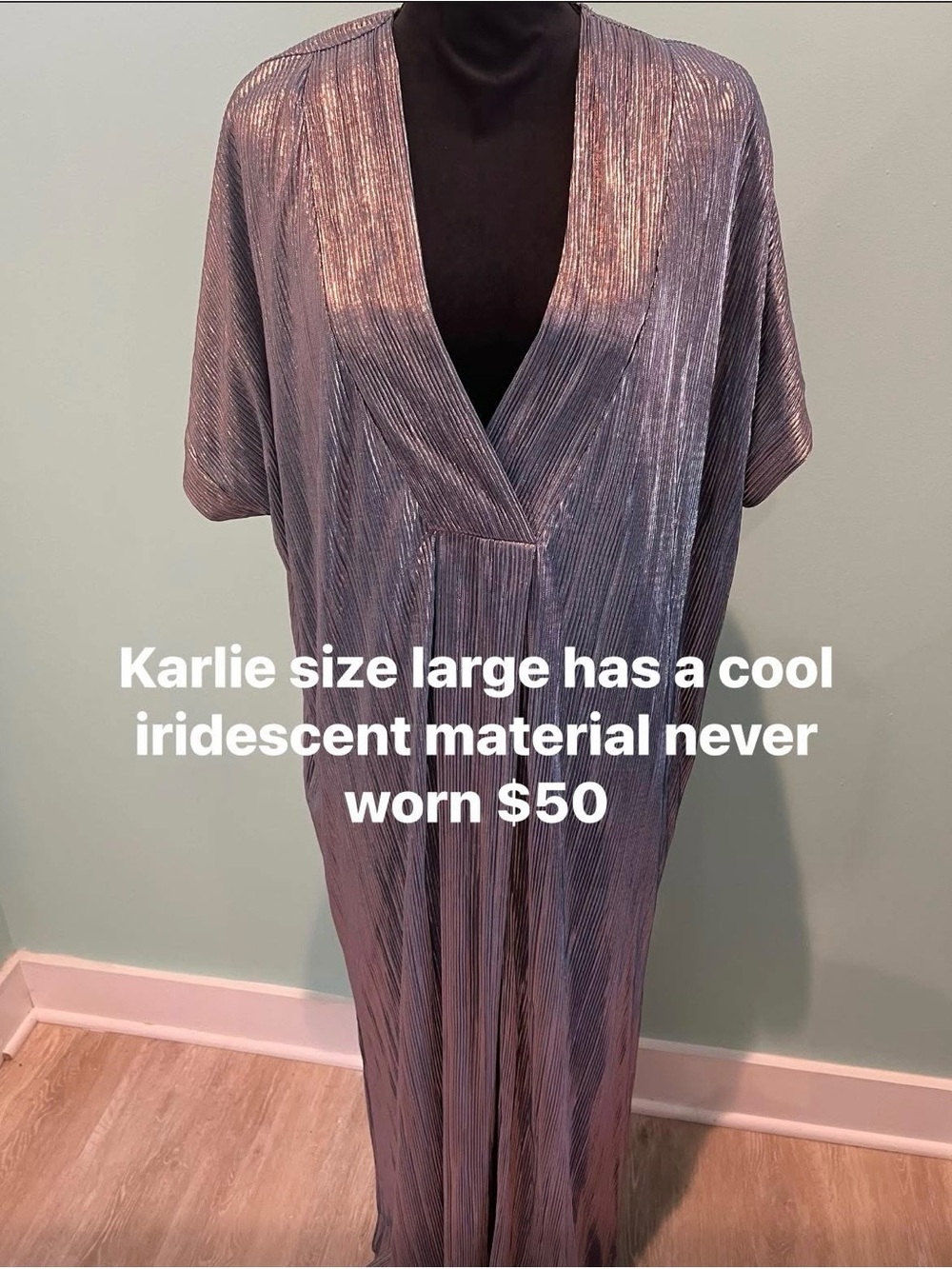 Karlie Iridescent Silver-Purple Maxi Dress